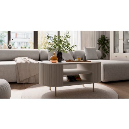 Stolk kawowy 100 cm beżowy zaokrąglone boki frez 200 OLIVO